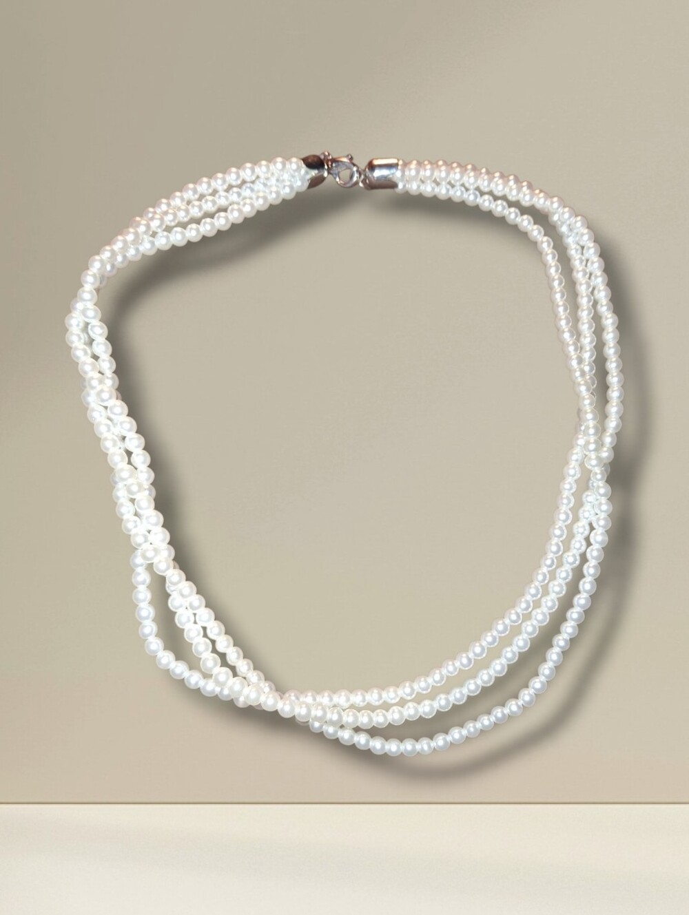 three strand new faux pearl approx 16in choker collar necklace unbranded